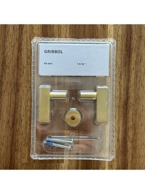 Ikea Gribbol Brass Gold Tone Cabinet Door Pulls Knobs 40 mm 1 9/16”, Set of 2